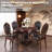 Traditional 48 Inch Round Dining Table With Carved Pedestal Base, Rubber Wood Construction