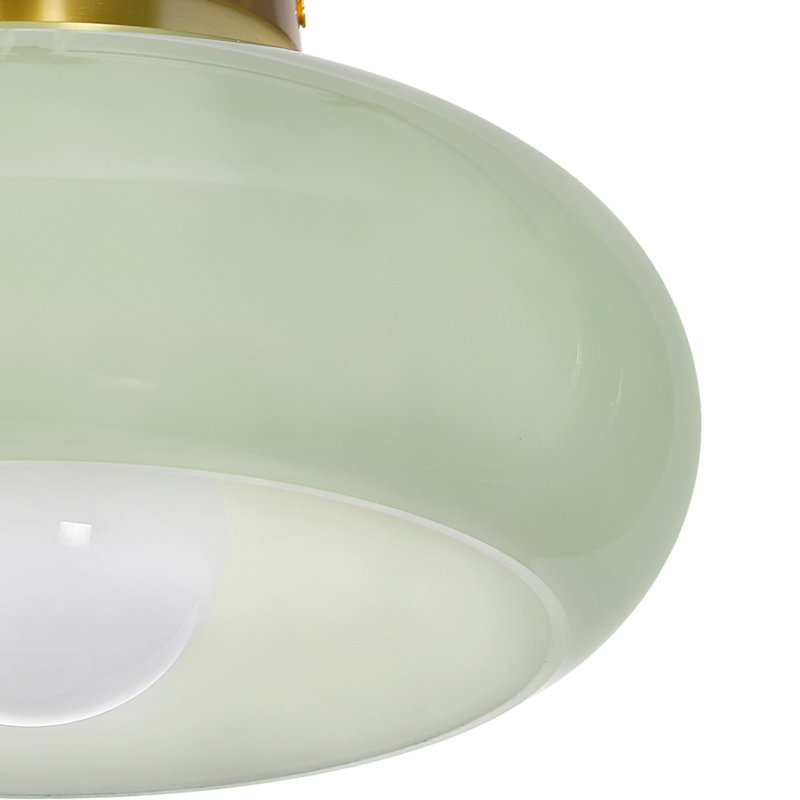 Mid-century Modern Beige Semi Flush Mount Ceiling Light, 5.91" H x 11.02" W x 11.02" D