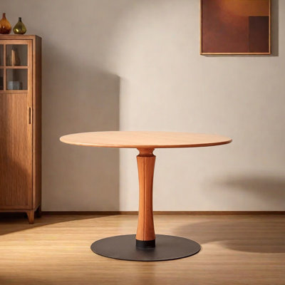 Table ronde rétro en bois massif de cerisier
