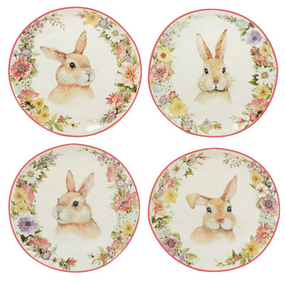 Certified International Easter Garden Set Of 4 Dessert Plate 4 Asst