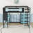 Full Wood Loft Bed with Desk, Shelves, LED Light and Power Outlet-1456371243