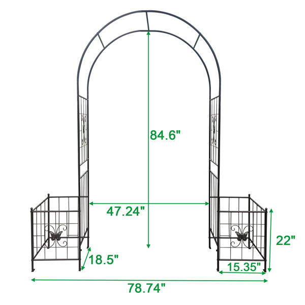 Red Barrel Studio 7.15Ft Metal Garden Arch Trellis, Ideal For Climbing ...