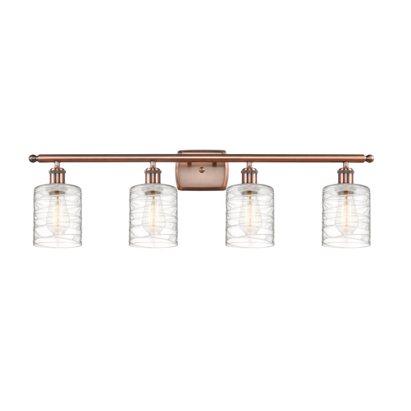 Éclairage de salle de bain à intensité variable 4 lumières Leilani, Ampoule DEL 6 watts Vinage, Cuivre antique