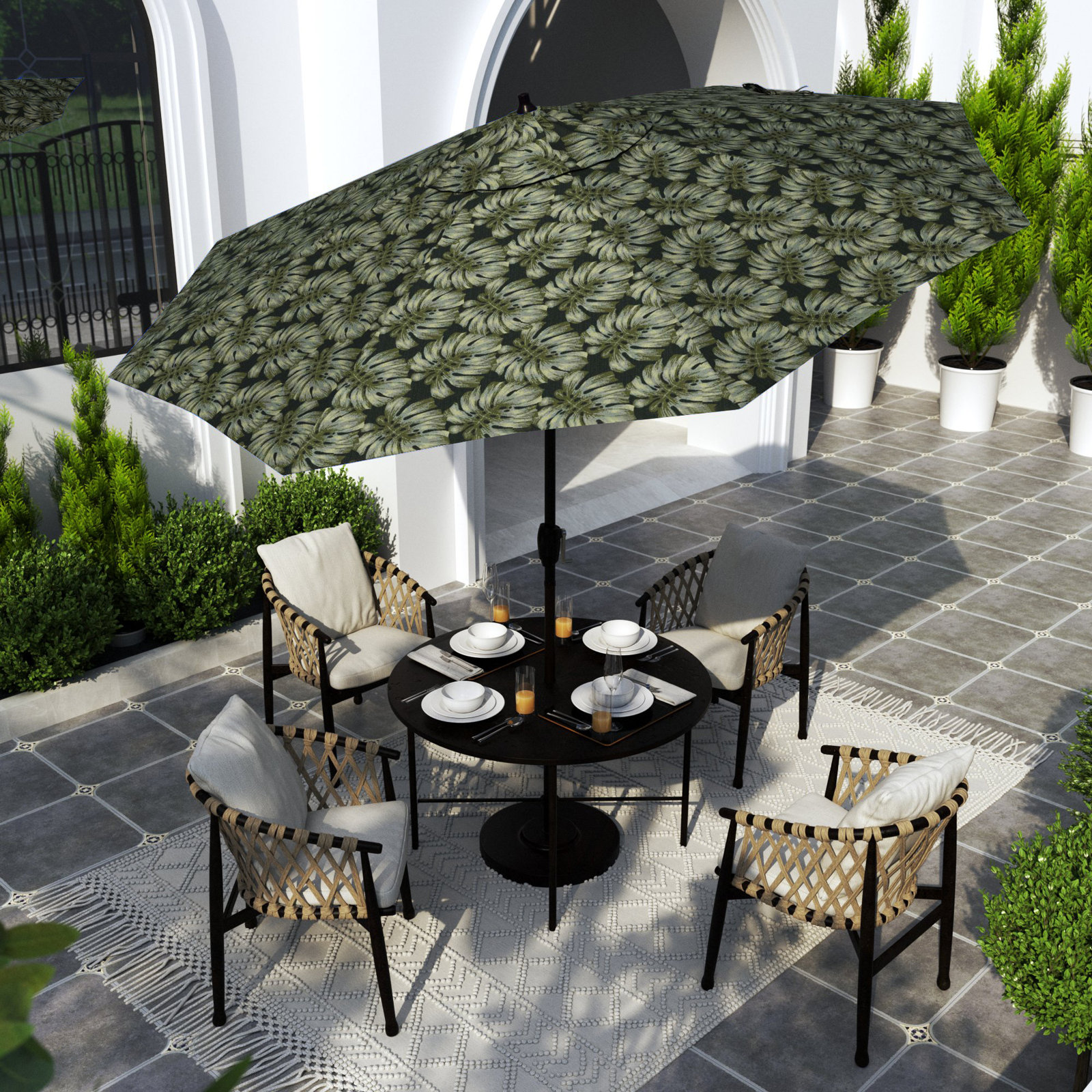 Astraea 108'' Outdoor Umbrella, Palm Hunter - Pacifica Premium