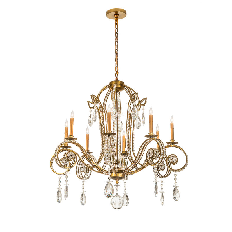 Lustre empire à 8 lumières de style empire avec détails en cristal igge