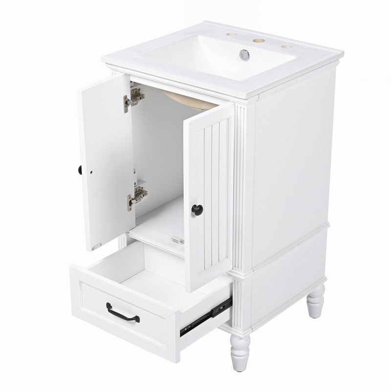 Armoire de salle de bain avec deux portes, Noir, Blanc