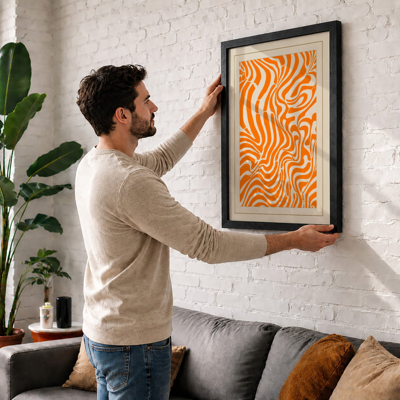 Flowing Forms Abstract - Framed Print, A2 - 59.4 x 42.0 cm, White