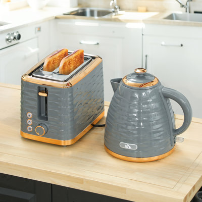HOMCOM Kettle and Toaster Set 1.7L Rapid Boil Kettle & 2 Slice Toaster