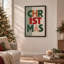 Art textuel sur toile de Noël vert rouge et pêche-1148400584