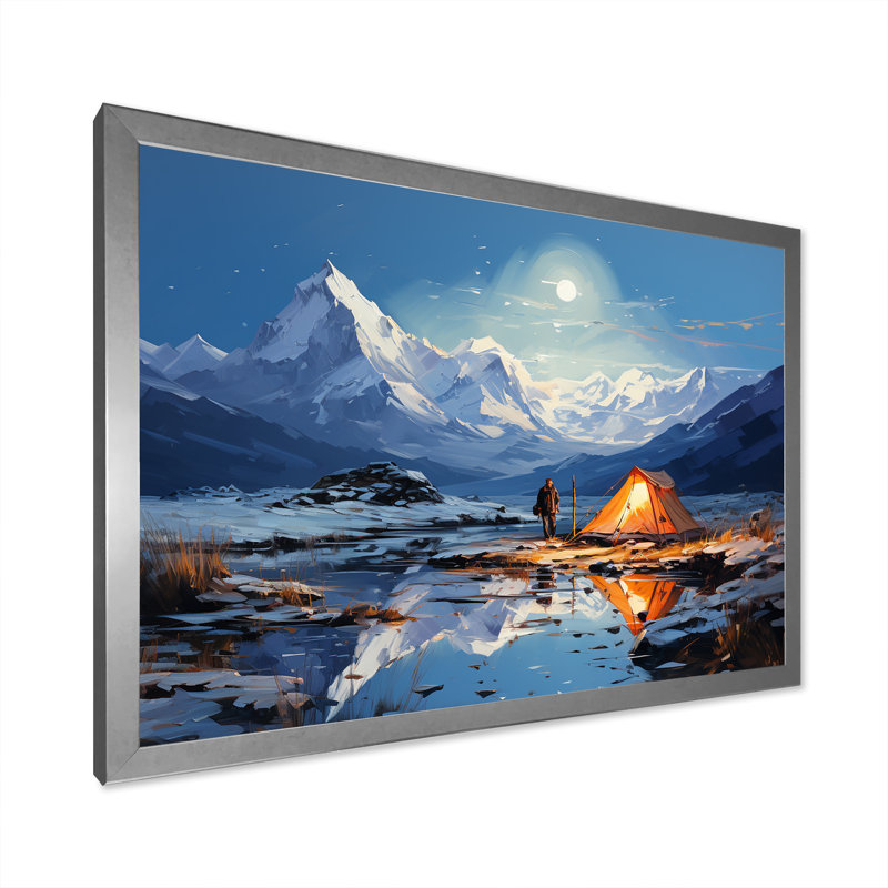 Mountain Mountain Solitude 3 - Art mural de voyage en camping, H 12 po x l 20 po x P 1 po, Cadre de coin argenté fermé