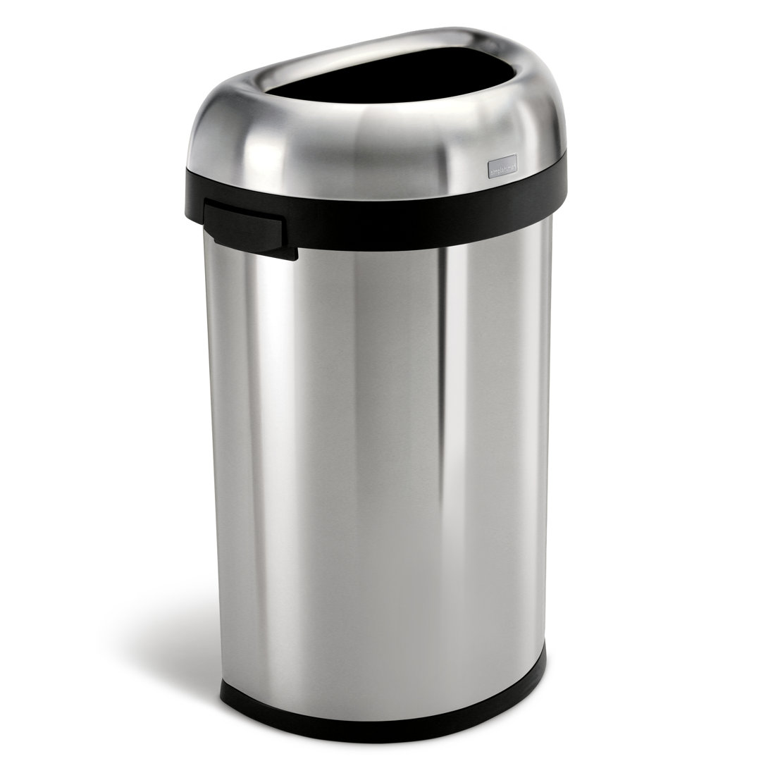 simplehuman 60 Liter / 15.9 Gal Semi-Round Open Trash Can, Commercial Grade simplehuman 