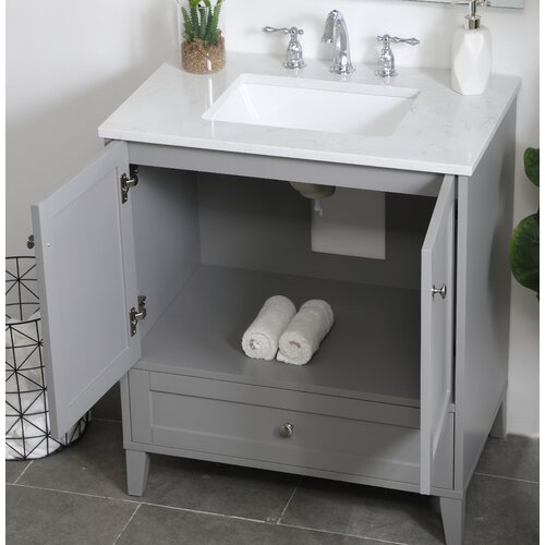 Mercury Row® Aleta 30'' Single Bathroom Vanity with Engineered Marble ...