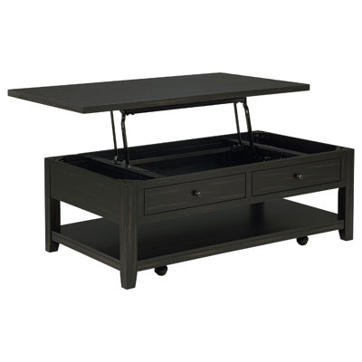 Ayne Lift-Top Coffee Table, Storage And Casters, Distressed Java 48 Inch