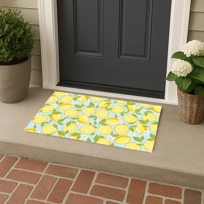 Lemons Outdoor Doormat, 17" W x 24" L, Blue