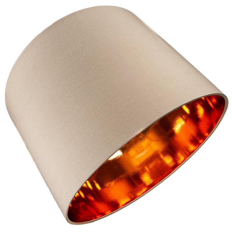 Contemporary Cotton Lamp/Light Shade with Shiny Paper Inner, Taupe, 20cm H x 30cm W x  30cm D