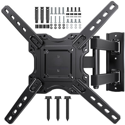 Support mural pour téléviseur à mouvement complet pour la plupart des téléviseurs OLED courbés plats de 26 à 60 pouces jusqu'à 77 lb, support de téléviseur mural avec bras pivotant et d'extension, inclinaison, nivellement, VESA maximum 400 x 400