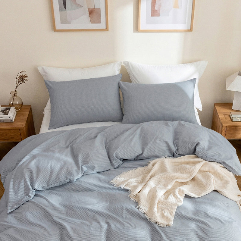 Soft Cotton Duvet Cover With Subtle Fine Stripes – Lightweight, Skin-friendly, Naturally Wrinkled Comfort For Bedroom