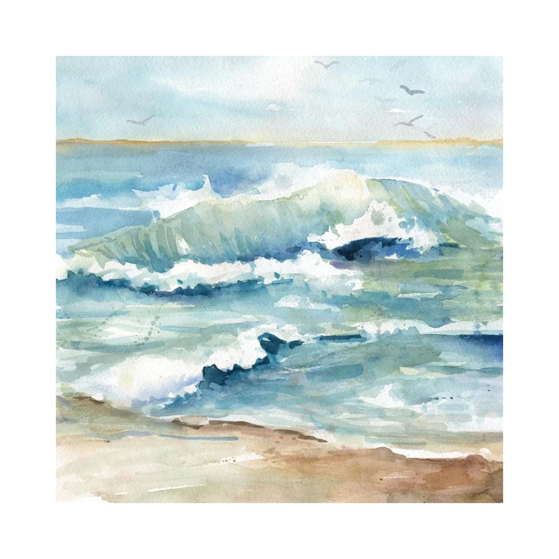 Beach Waves by Carol Robinson - Wrapped Canvas Painting, 30.48 cm H x 30.48 cm W