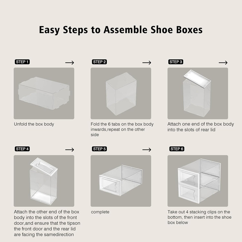 Clear Plastic Stackable Shoe Storage Box With Ventilation Holes, Foldable Shoe Organizer For Closet, Space Saving Shoe Rack Sneaker Container Bin Holder