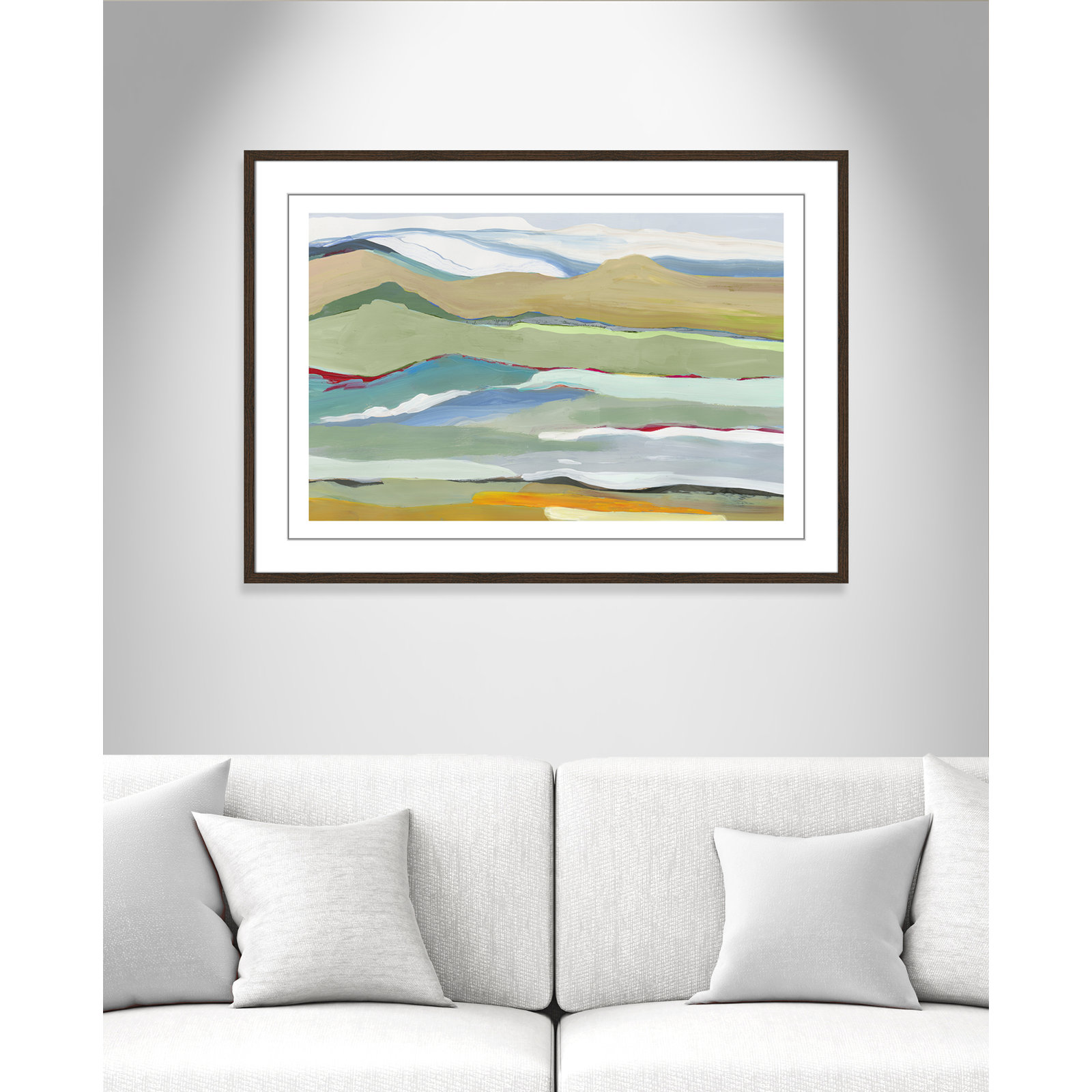 Dee "Goodbye Summer on the Hills" Painting, 29.5" H x 41.5" W x 0.75" D, Walnut Wood Framed