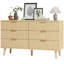 Commode pour chambre à coucher, commode 6 tiroirs avec poignées dorées, commodes modernes en bois et commodes-1348667371