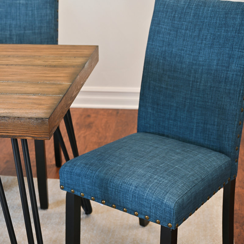 Ensemble de salle à manger 7 pièces, table à manger en épingle à cheveux avec 6 chaises, 3 options de couleurs, Bleu