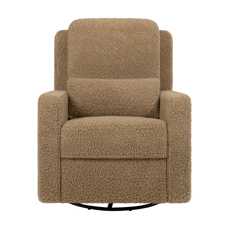 Cortado Shearling Swivel Recliner with Sustainably Sourced Wood