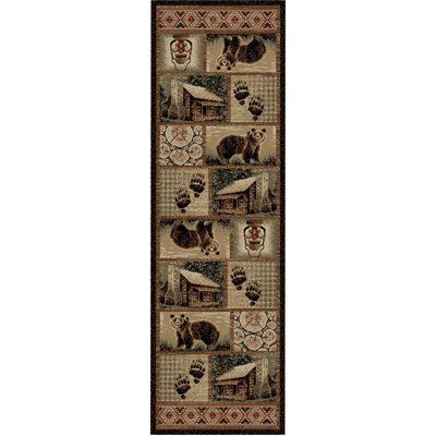 Tapis brun tissé à la machine Haysi Southwestern