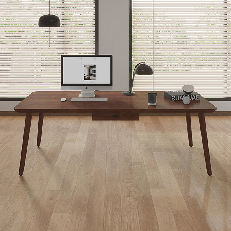 Bureau rectangulaire en bois massif brun noisette, H 29,53 po x l 78,74 po x P 31,5 po