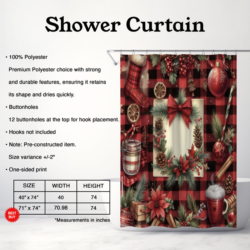 Rideau de douche standard 1 pièce Merry, H 74 po x l 40 po