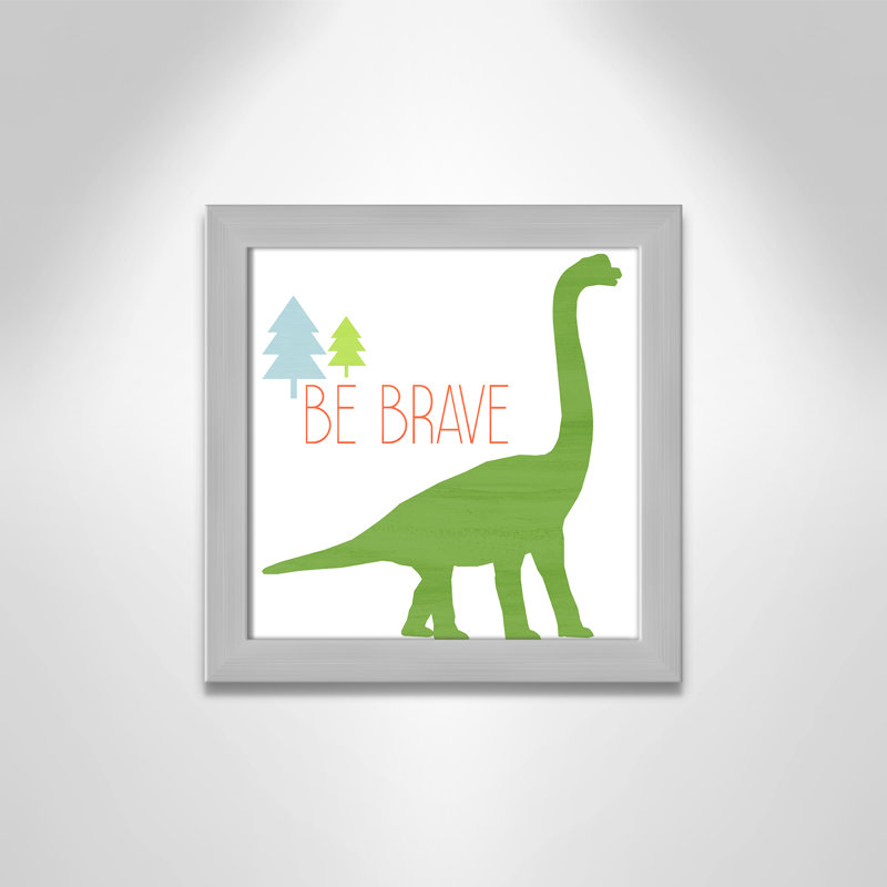 Dino Brave 1 ', art encadré, H 12 po x l 12 po x P 0,6 po, Encadré plat argent