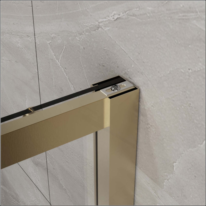 Cabine de douche d'angle sans cadre avec porte de douche pivotante en verre trempé transparent