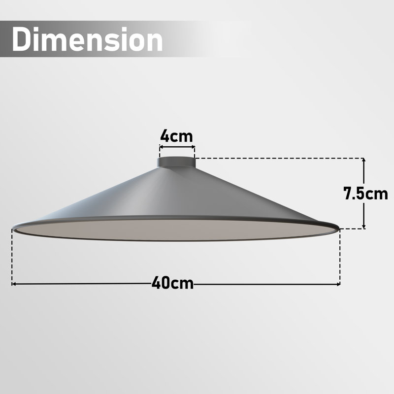 40cm Metal Cone Lamp Shade, Green