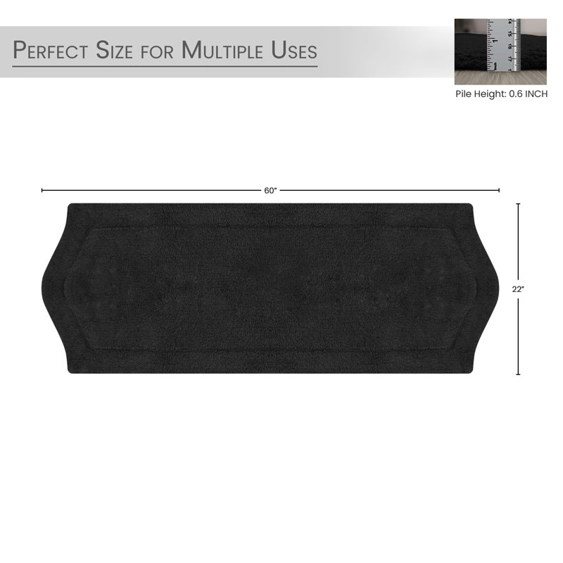 Tapis pour salle de bain Morissette, L 22 po x L 60 po, Noir, noir, noir, noir