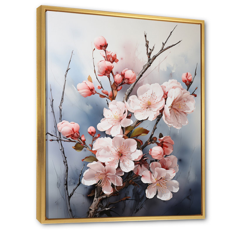 «Vittore Pink Blossoms Ethereal Delicacy I», reproduction, H 20 po x l 12 po x P 1 po, Cadre flottant doré