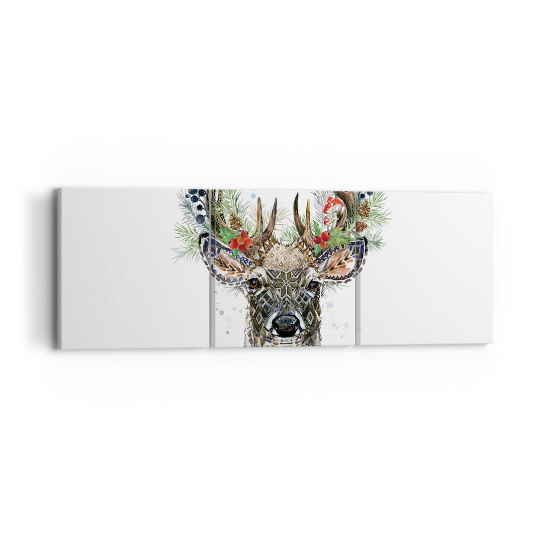 3-tlg. Leinwandbilder-Set Surrealism Deer Boho