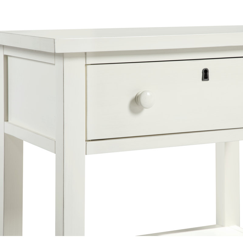 Table de chevet avec rangement 1 tiroir Adaisia, Blanc antique