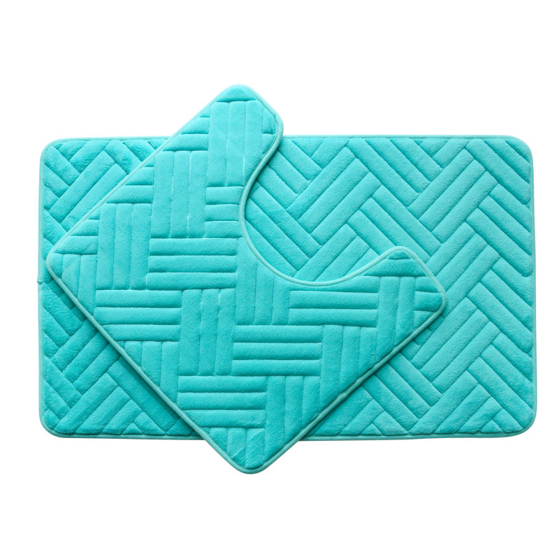 Ensemble de 2 tapis de bain en mousse viscoélastique, Aqua