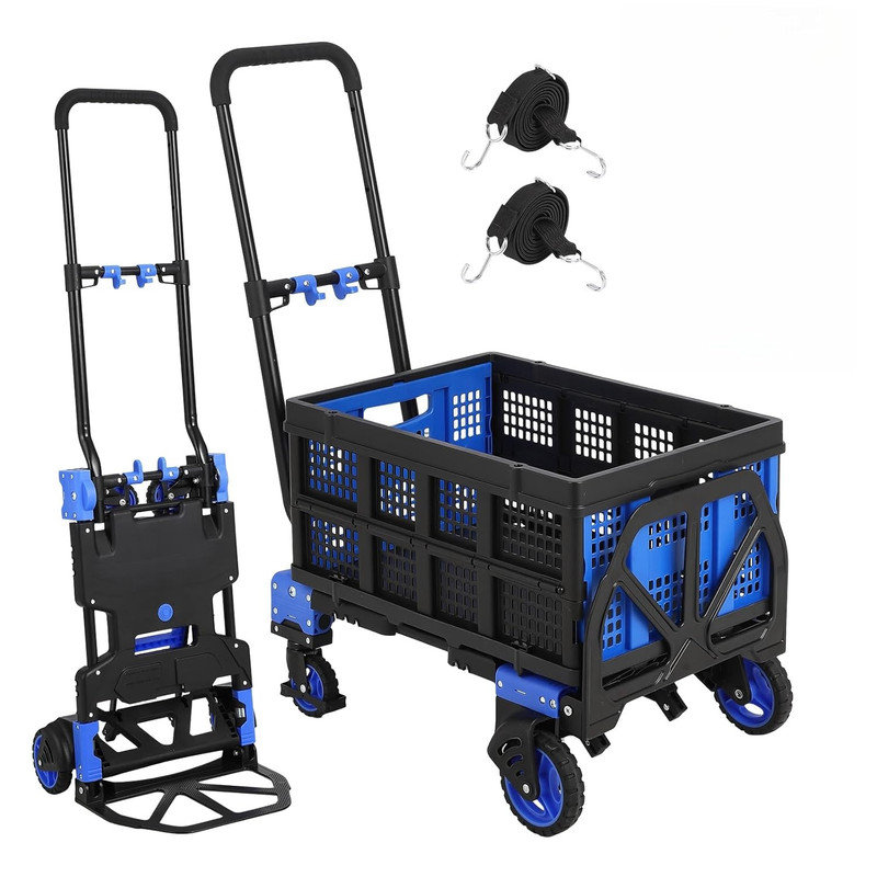 Chariot à main 2 en 1 pliable, chariot à main convertible avec panier pliable, chariot à chariot portatif