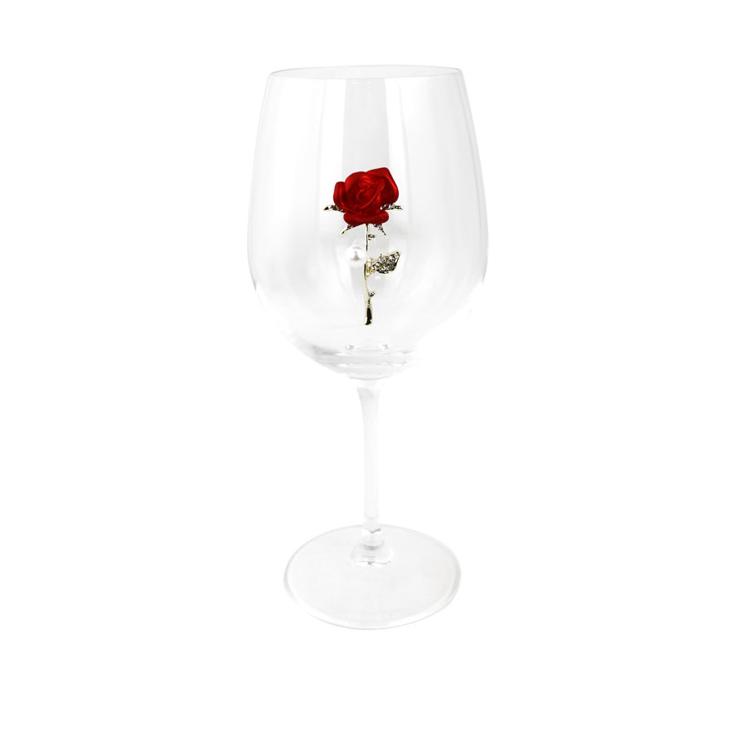 Verre à vin 18 oz, Rose rouge