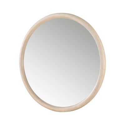 Maty Dresser Mirror, 38X38 Slim Round Design, Light Oak Brown Wood