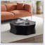 Table basse Artistic Black Petal avec fibre de verre et placage de bouleau, côtés brossés pour les salons modernes