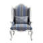  Fauteuil à oreilles à rayures bleues avec coussin décoratif