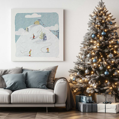 Winter Skiing Adventure Print on Canvas in a American Frame