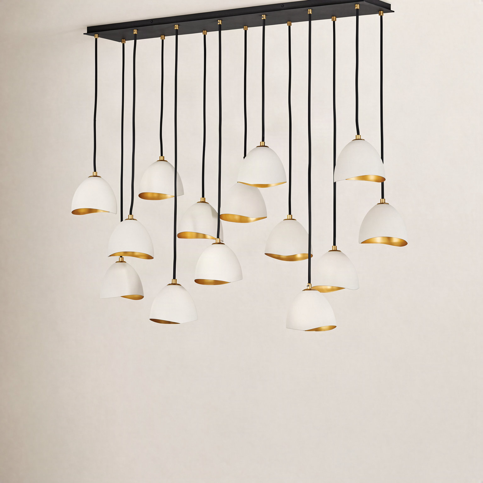 Cotter 14 - Light Dimmable Geometric Chandelier, Shell White