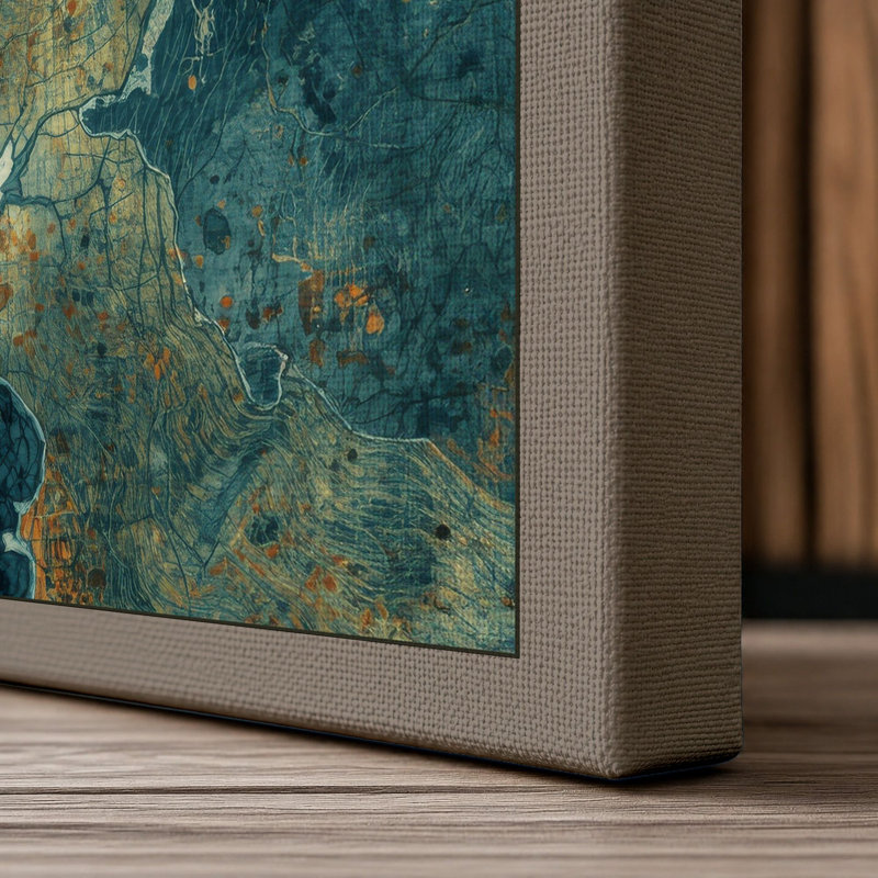 Weathered Decay Industrial - Wrapped Canvas, 30x20 - 76.2 x 50.8 cm, Taupe Border