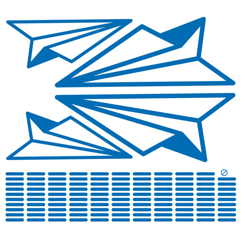 Adhésif décoratif papier avion, H 19 po x l 21 po x P 0,01 po, Bleu azur