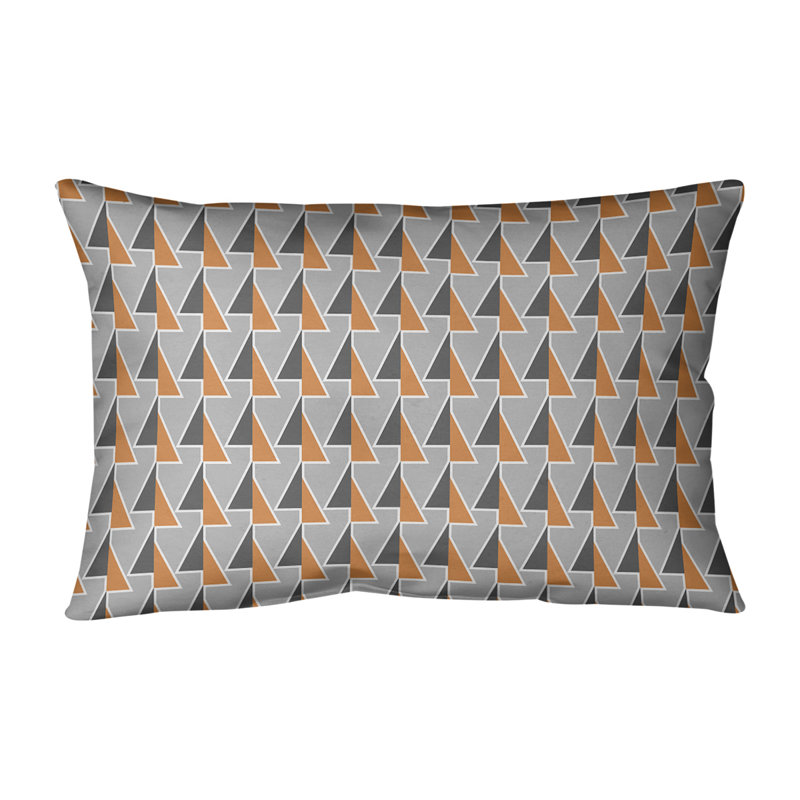 Coussin lombaire à motif de flèches changeées, H 14 po x l 20 po, Polyester / Bourre en polyester, Orange