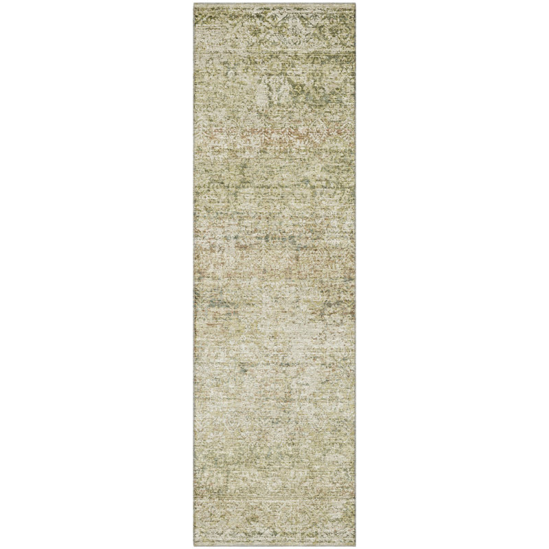 Tapis lavable à la machine de qualité supérieure Mayfield AMF2103, Tapis de couloir 2 pi 3 po x 7 pi 6 po, Aloès