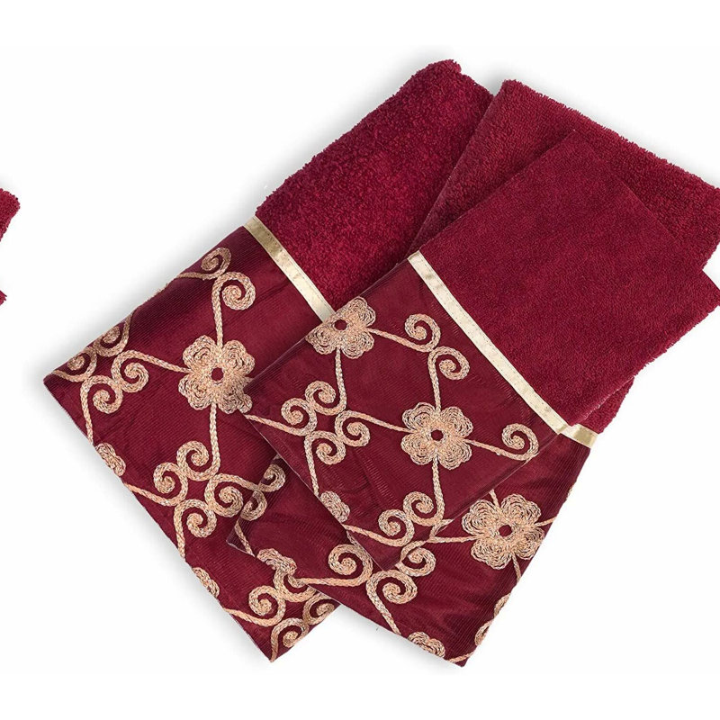 LuxuraSoft Burgundy Towels - Vlegant Rosa Collection, 21 x 12